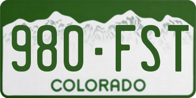 CO license plate 980FST
