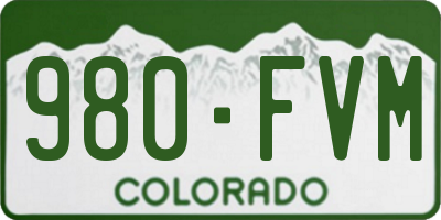 CO license plate 980FVM
