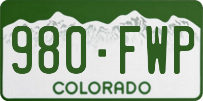 CO license plate 980FWP