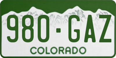 CO license plate 980GAZ