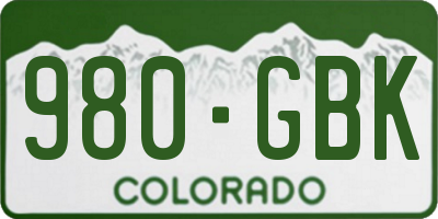 CO license plate 980GBK