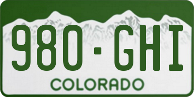 CO license plate 980GHI