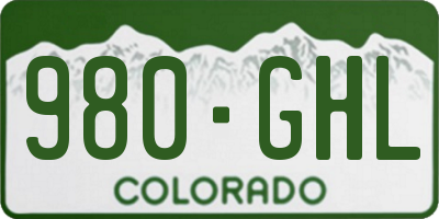 CO license plate 980GHL