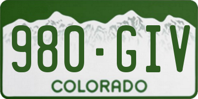 CO license plate 980GIV