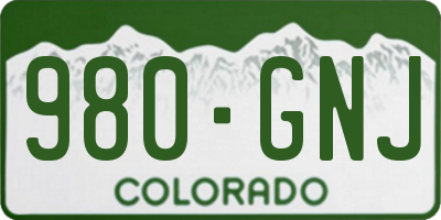 CO license plate 980GNJ