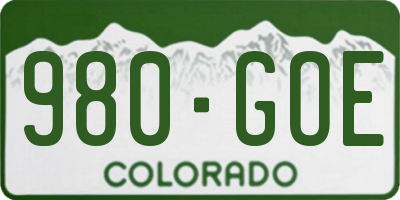 CO license plate 980GOE