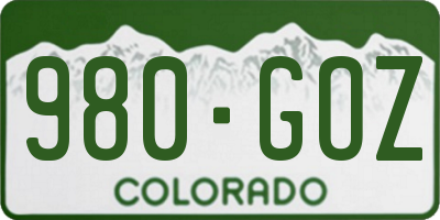 CO license plate 980GOZ