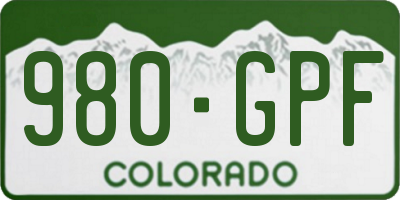 CO license plate 980GPF