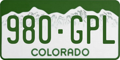CO license plate 980GPL