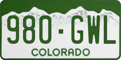 CO license plate 980GWL