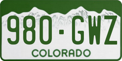 CO license plate 980GWZ