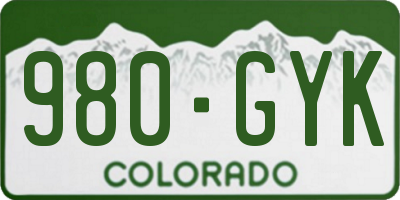 CO license plate 980GYK
