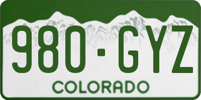 CO license plate 980GYZ