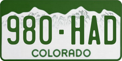 CO license plate 980HAD