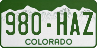 CO license plate 980HAZ