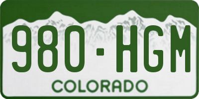 CO license plate 980HGM