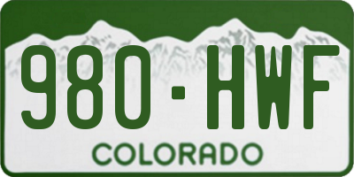 CO license plate 980HWF