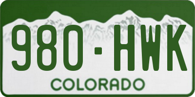 CO license plate 980HWK