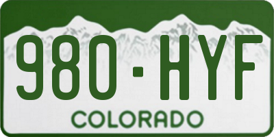 CO license plate 980HYF