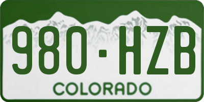 CO license plate 980HZB
