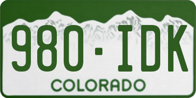 CO license plate 980IDK