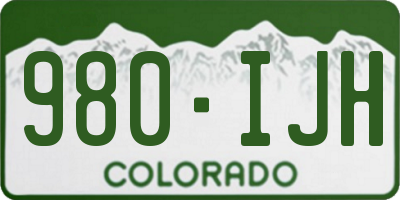 CO license plate 980IJH