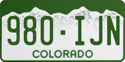 CO license plate 980IJN