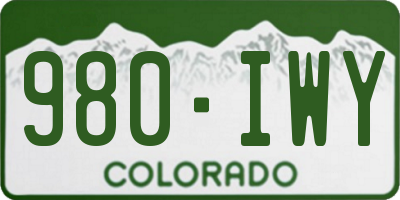 CO license plate 980IWY