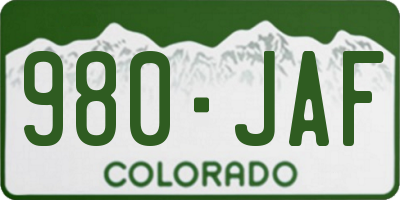 CO license plate 980JAF