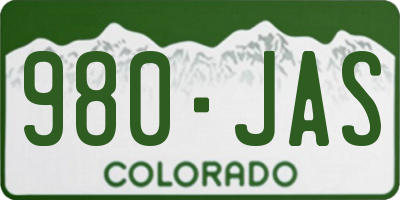 CO license plate 980JAS