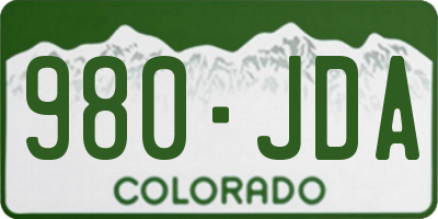 CO license plate 980JDA