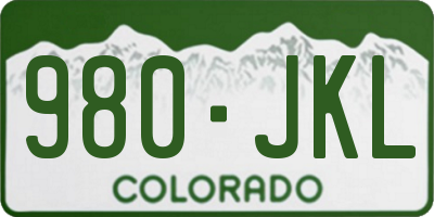 CO license plate 980JKL