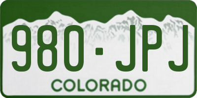 CO license plate 980JPJ