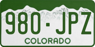 CO license plate 980JPZ