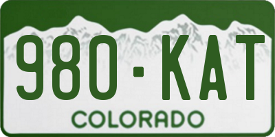 CO license plate 980KAT