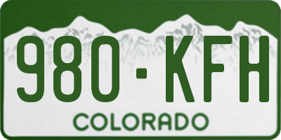 CO license plate 980KFH