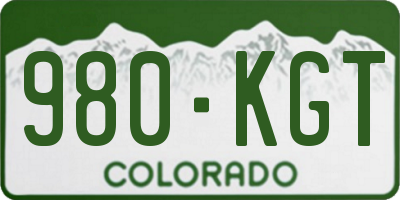 CO license plate 980KGT