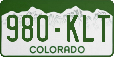CO license plate 980KLT