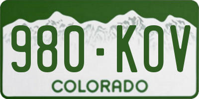 CO license plate 980KOV