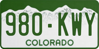 CO license plate 980KWY