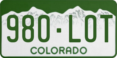 CO license plate 980LOT