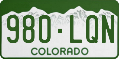 CO license plate 980LQN