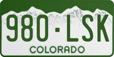 CO license plate 980LSK