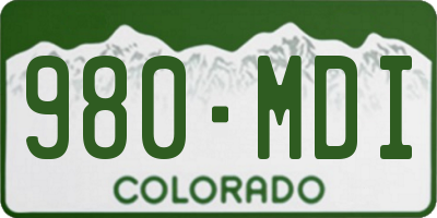 CO license plate 980MDI