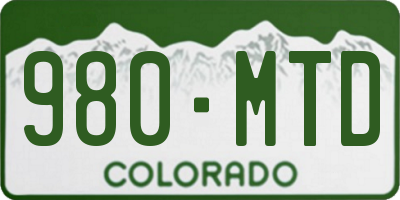 CO license plate 980MTD