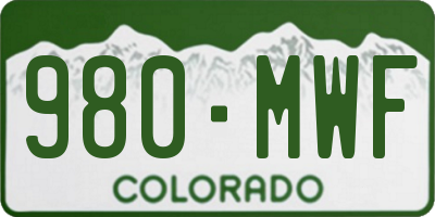 CO license plate 980MWF