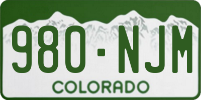 CO license plate 980NJM