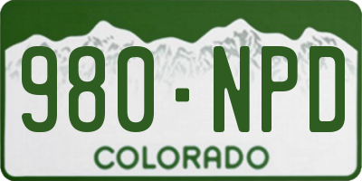 CO license plate 980NPD