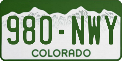 CO license plate 980NWY