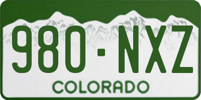 CO license plate 980NXZ